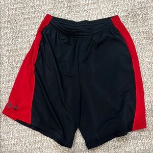 Under Armour Athletic Shorts Black and Red Two-Tone Design